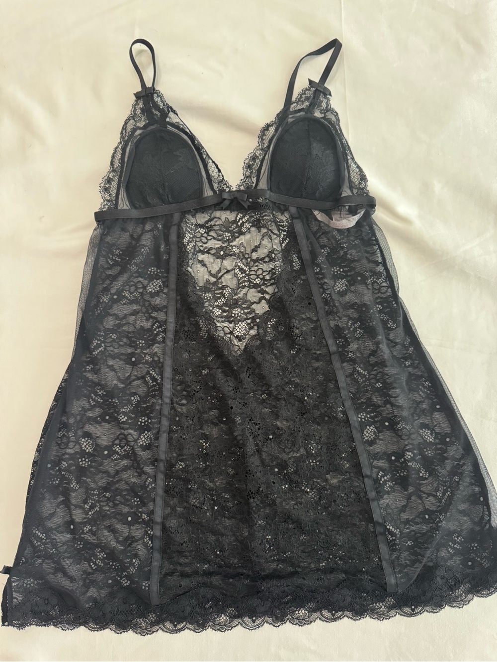 Victoria's Secret Black Lace Sheer Babydoll Chemise